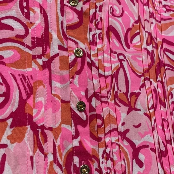 Lilly Pulitzer Sz XSm Sarasota Pintuck Tunic Dress Mango Salsa - Picture 3 of 11